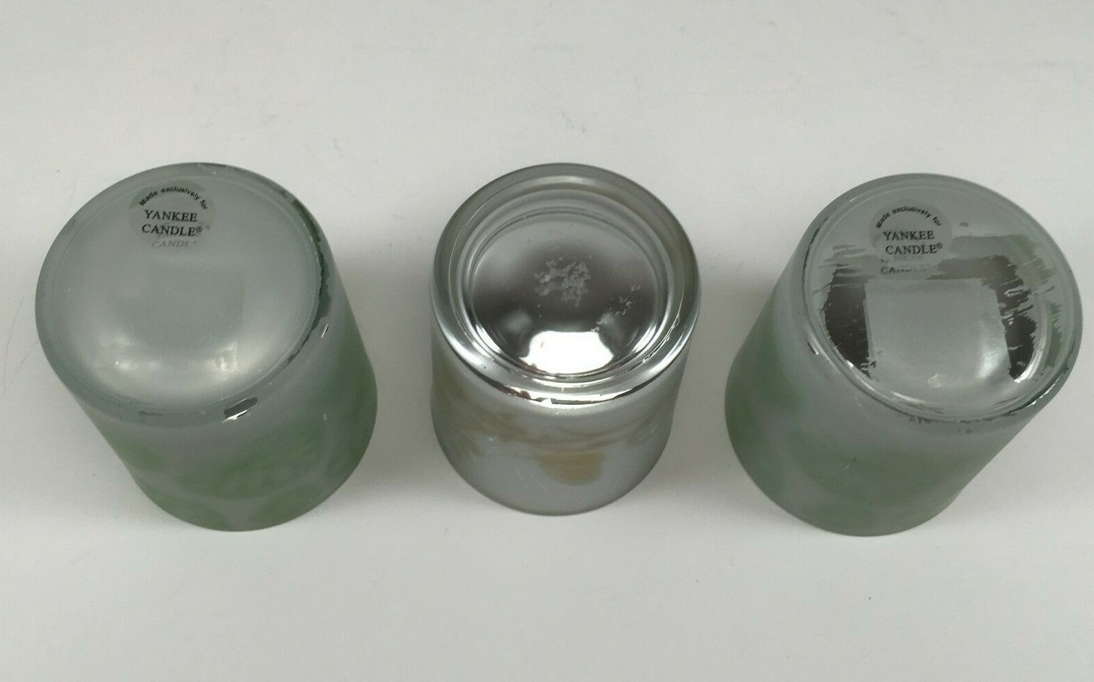 Frosted Mercury Glass Votive Tealight Holder Candle Cup Green Gold Silhouettes