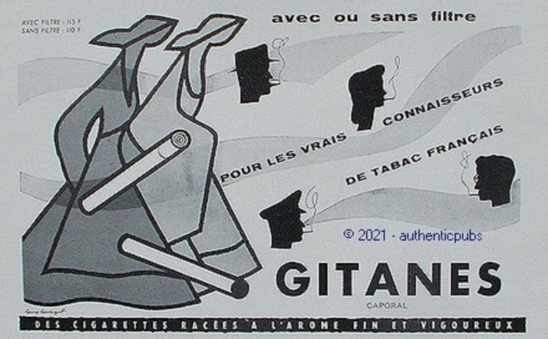 Publicite Gitanes Caporal Cigarette Flitre Signe Guy Georget De 1958 Ad Pub