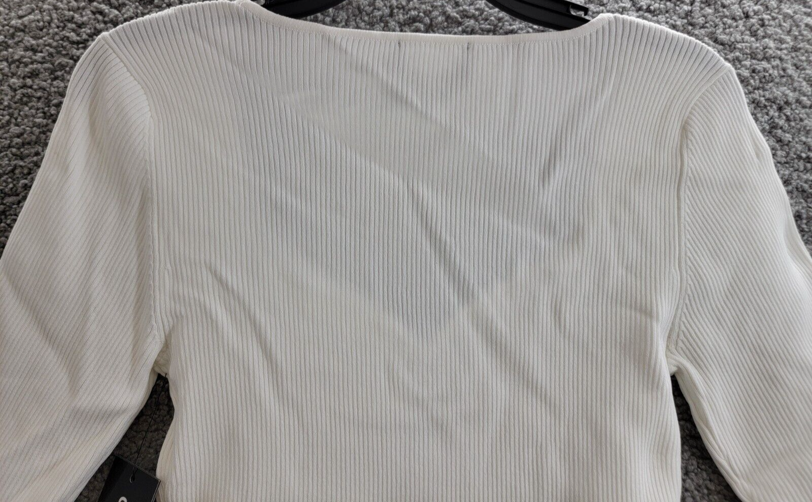 KARL LAGERFELD PARIS Sweetheart-Neck Sweater Women's S Soft White Short Sleeve - Picture 11 of 16