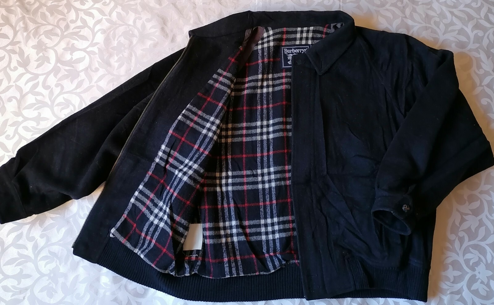 BURBERRY'S VINTAGE HARRINGTON MEN'S JACKET BOMBER WOOL NAVY BURBERRY'S VINTAGE HARRINGTON MEN'S JACKET BOMBER WOOL NAVY