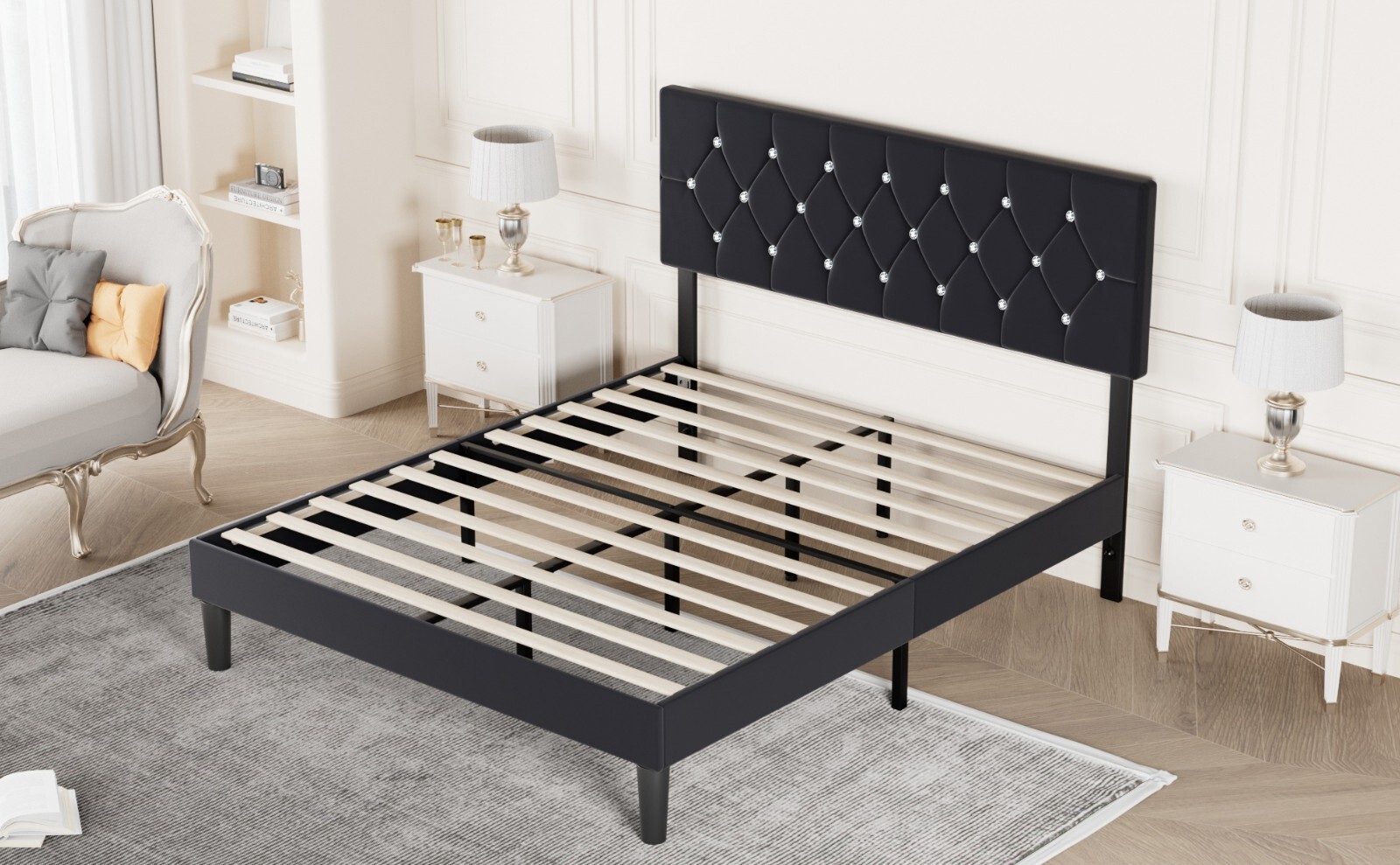 Queen King Size Upholstered Headboard Only Velvet Button Tufted Adjustable Bed