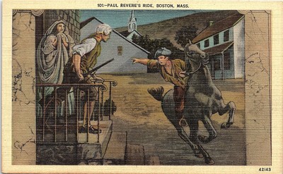 สำหรับขาย Boston, Massachusetts, Paul Revere's Ride - Postcard (HH)