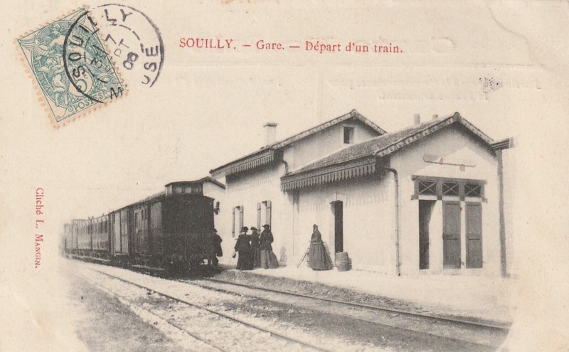 Cpa 77 Souilly Gare DÃ©Part D'Un Train