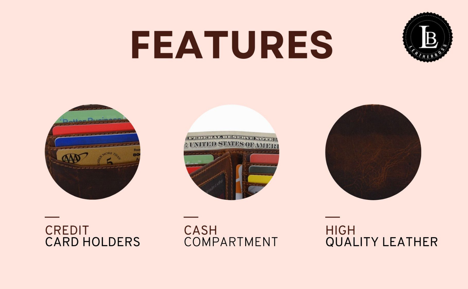 RFID Blocking Brown Vintage Leather Men's Bifold Center Flap Wallet