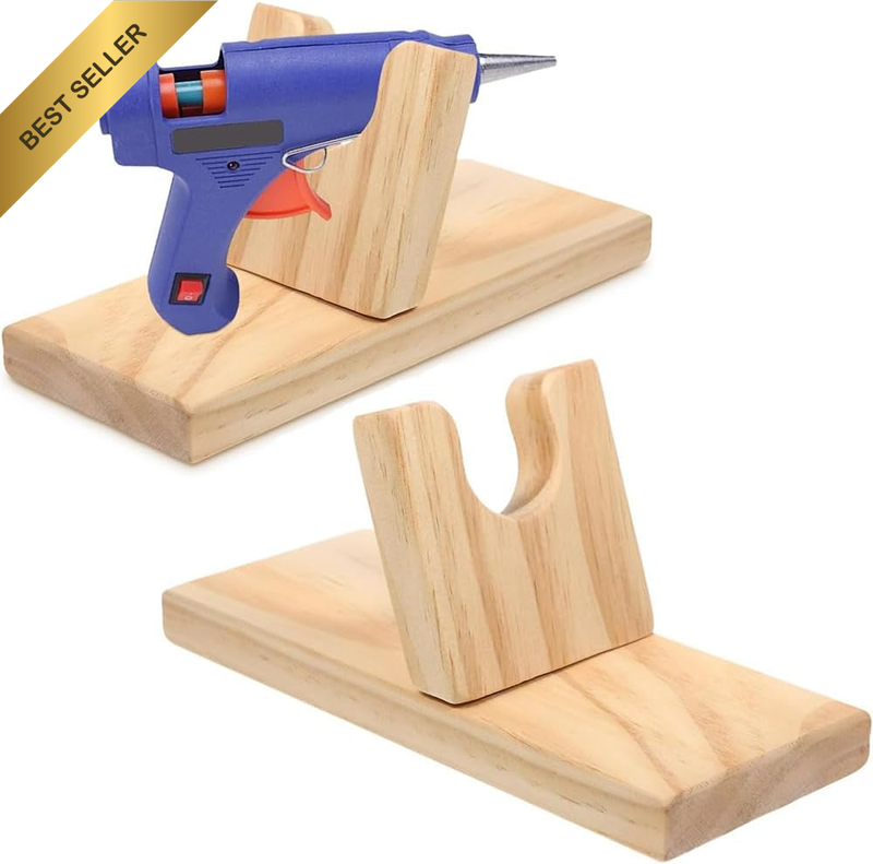 2-Pack Hot Melt Glue Holder, Portable Wooden Craft Glue Gun Holder for Fixing an