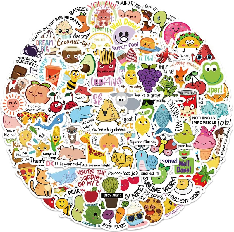 400PCS Stickers for Teen, Punny Animal & Food Stickers, Cute Funny Motivational