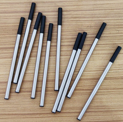 10 PCS Fuliwen Black Ink Rollerball Pen Refills , Push Type , Fine Point , 110mm