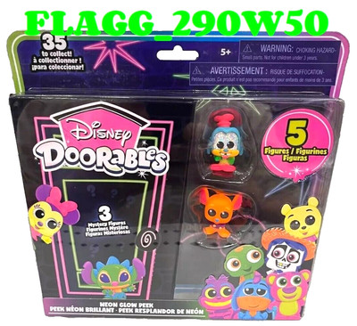 2024 Disney Doorables NEON GLOW PEEK Mystery 5 Pack Goofy Roo READ INSIDE!!!