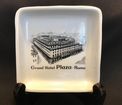 VINTAGE GRAND HOTEL PLAZA ROMA ASHTRAY SMALL DISH RICHARD GINORI PORCELAIN ITALY