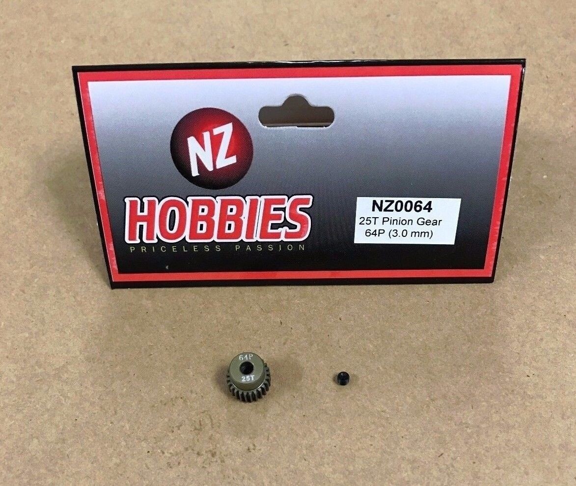 NZHOBBIES 64DP / 64P 25T Aluminum Pinion Gear 3mm Shaft 64-Pitch 25-Tooth