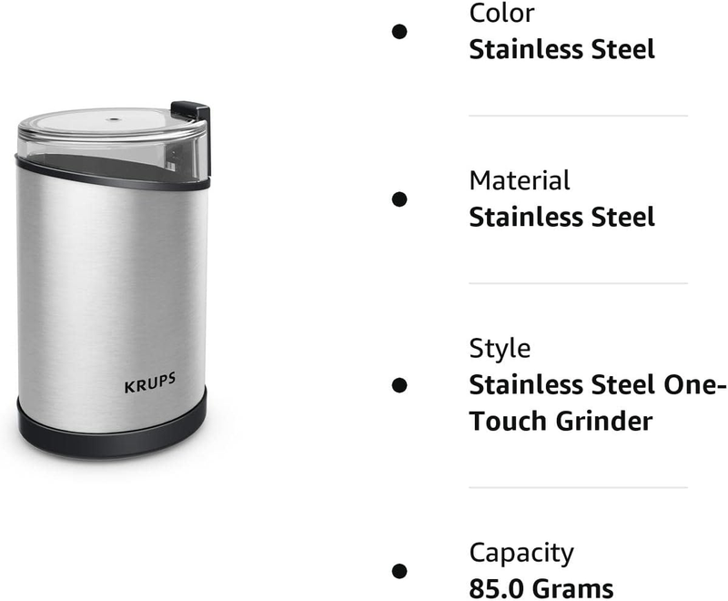 , Coffee Grinder, Fast-Touch Stainless Steel, 3Oz, 85 Gr Bean Hopper Easy to Use