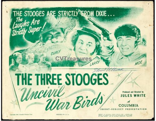 Uncivil War Birds 3 Three Stooges Original Vintage Title Lobby Card Movie Poster