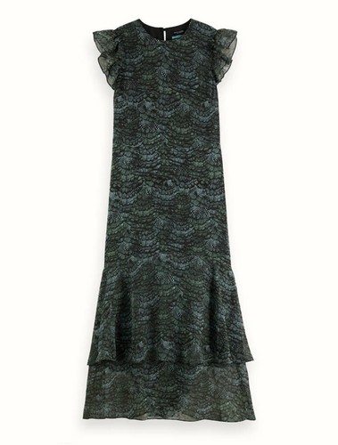 “Scotch & Soda” エンブロイダリーフーディ 桜/FUJI/Green Scotch & Soda Womens Green Feather Print Ruffle Sleeves Fit