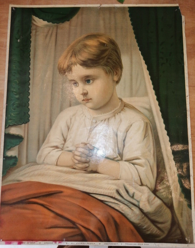 Chromo Image Pieuse Grande Chromolithographie 19eme Esperance Charite 33x43cm