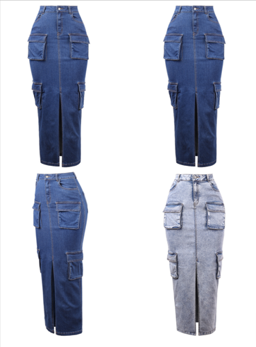 Long Denim Cargo Skirts | eBay