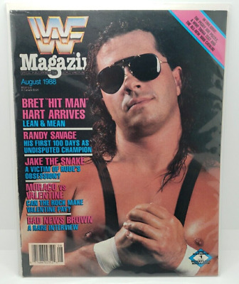 WWF Magazine August 1988 Bret ''The Hit Man'' Hart Cover Vintage WWE **READ**