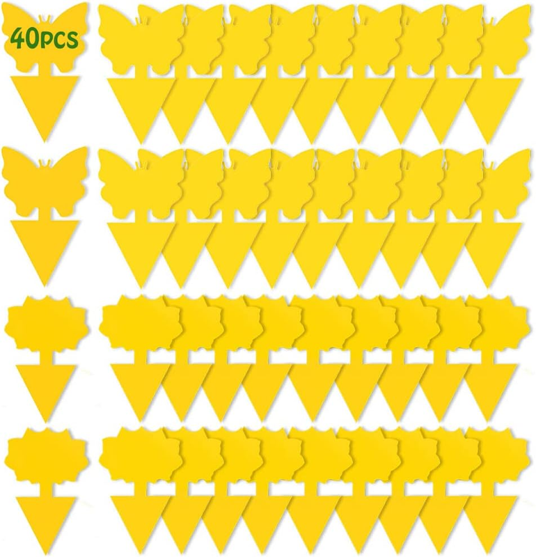 Fruit Fly Trap, 40 Pack Fruit Fly Killer Yellow Sticky Bug Insect Killer Double-