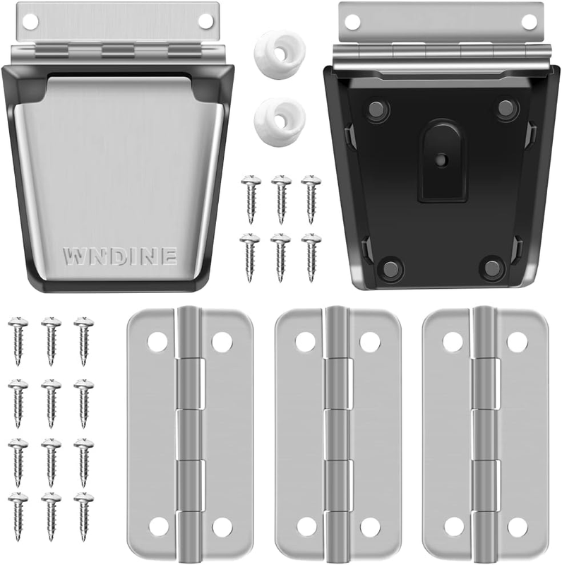 Cooler Stainless Steel Hinge & Latch Set, Ice Chest Hinges, Latch Posts, and Scr