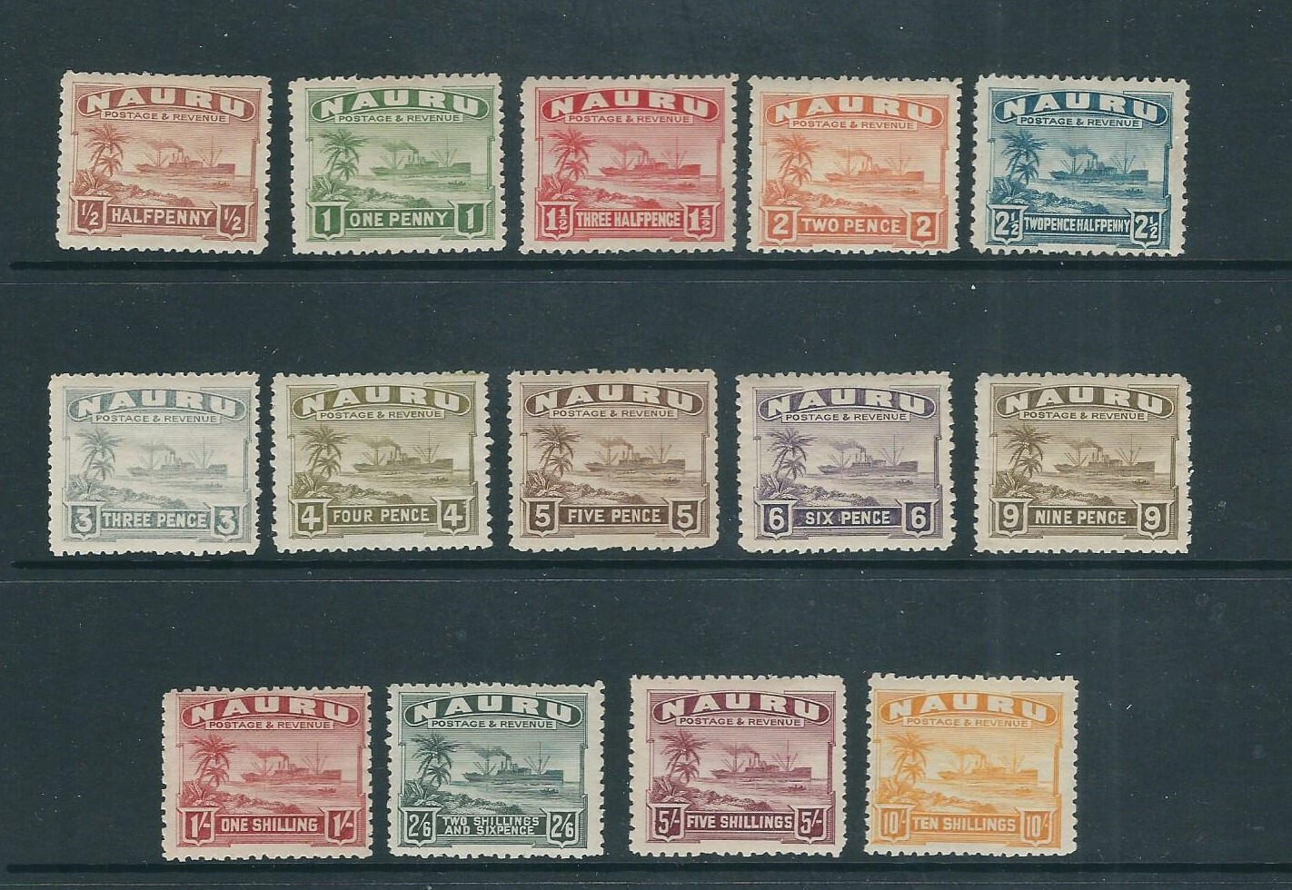 NAURU 1924-34 SCHOONER compl set FIRST PRINTING (GIBBONS 26a