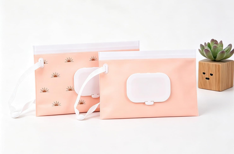 Wipe Dispenser and Wipes Container, 2 Pack Reusable Wipes Holder and Travel Wipe