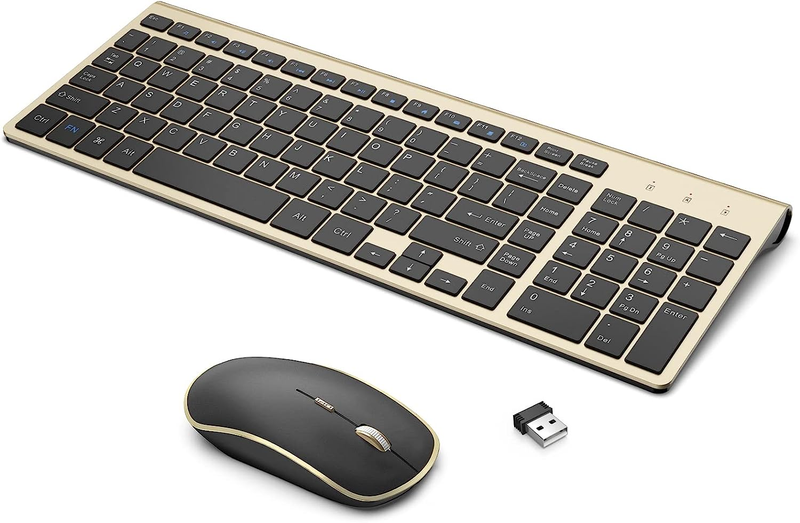 Wireless Keyboard Mouse,  2.4G Thin Wireless Computer Keyboard and Mouse, Ergono