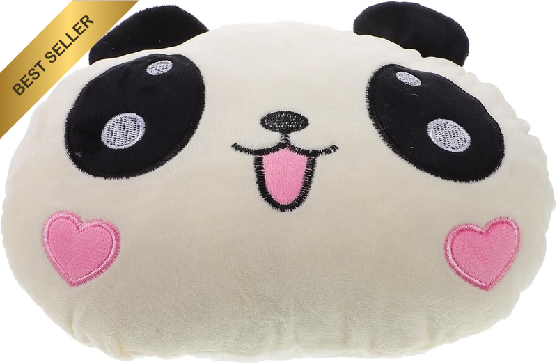 Cute Panda and Removable Elastic Strap with Artificial Plush Cover Car Neck Pill