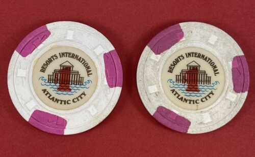 2 Resorts International Casino Atlantic City $1 Gambling Chips