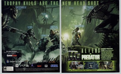 Aliens Vs Predator PS3 Xbox 360 PC Video Game Art 2010 Vintage Print Ad Poster