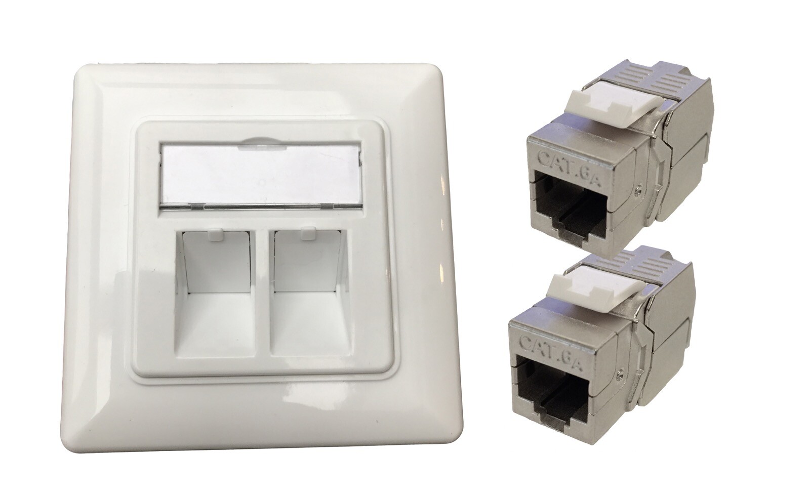 2x RJ45 Keystone Module Jack + 1x UP-K LAN Anschlussdose Netzwerkdose 2-fach
