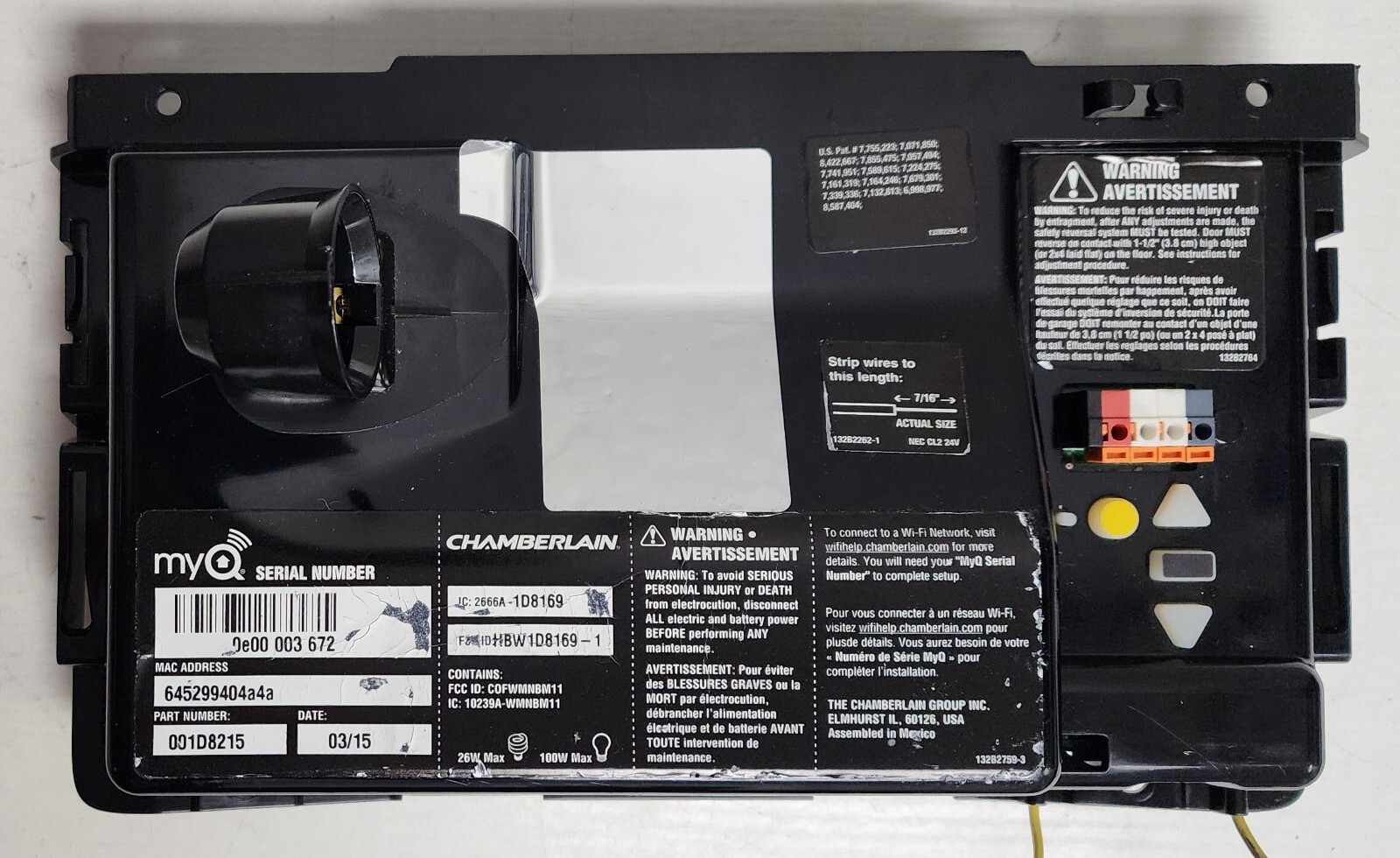 Chamberlain Garage Door Logic Board 001D8215 014D1298C