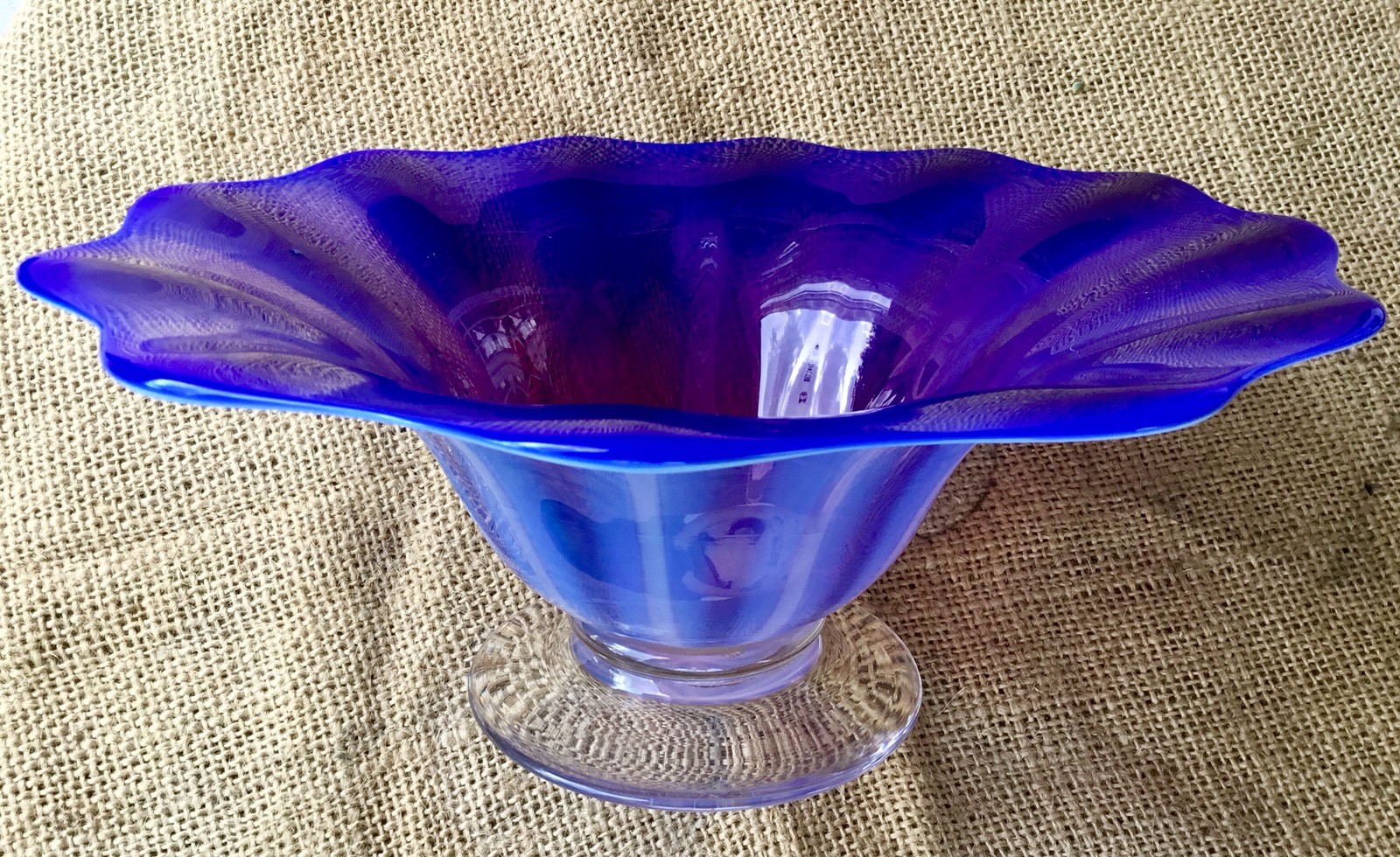 RARE Antique Libbey Glass Signed Amethyst Purple Bowl 1920s Opalescent Compote