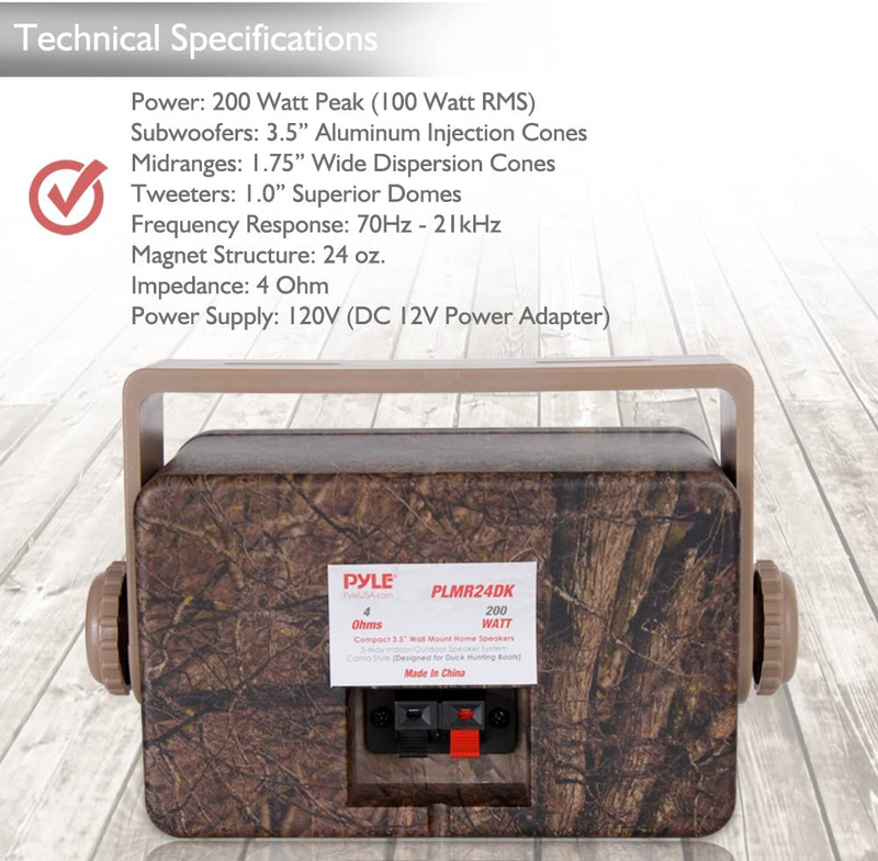Dual Waterproof Outdoor Speaker System - 3.5 Inch Pair 3-Way Weatherproof Wall/C