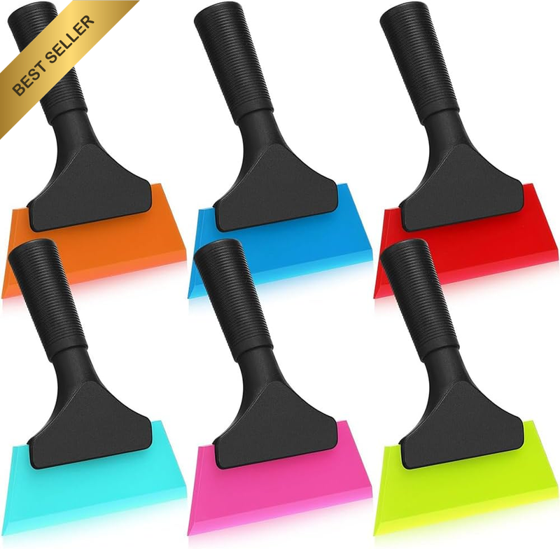 6 Pcs Window Tint Silicone Squeegee, Small Silicone Wiper with Non-Slip Handle,