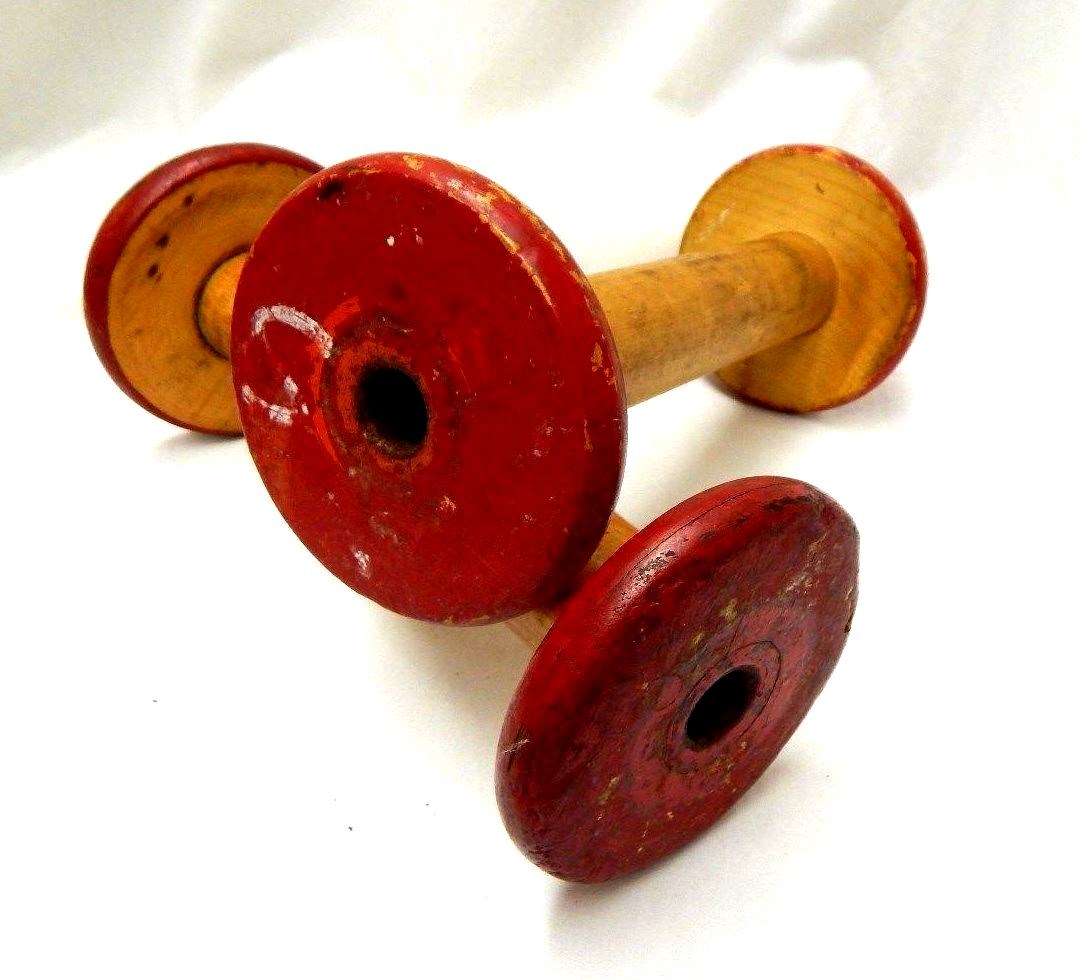 Vintage Wood Bobbin Spools - Set of 2
