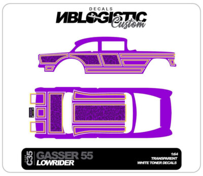 '55 CHEVY GASSER Custom Universal WaterSlide Decal for HOT WHEELS 1/64 Scale 068
