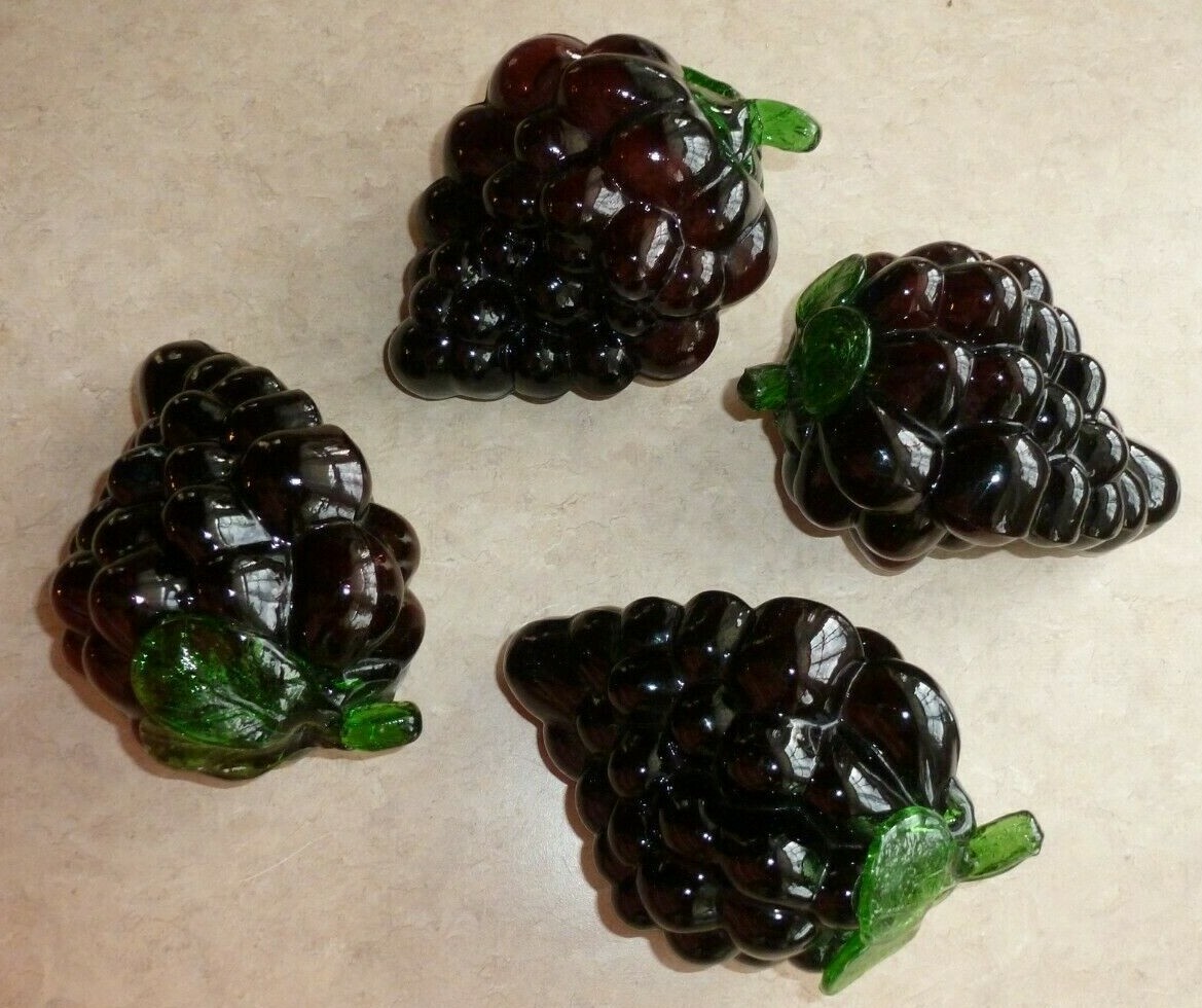 4 Molded Glass Grape Clusters