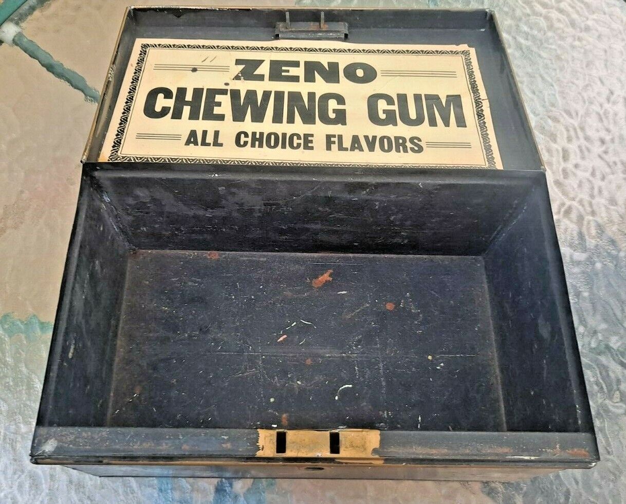 Antique Zeno Chewing Gum Display Store Counter Tin Box