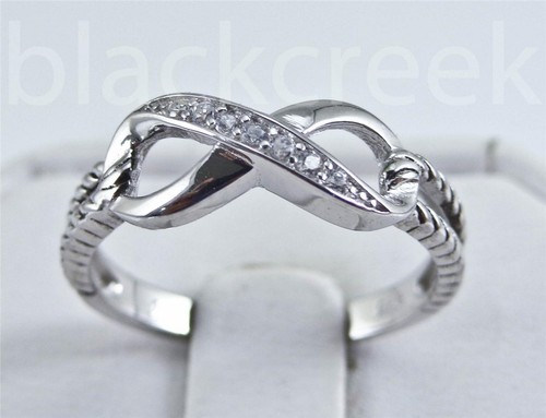 925 Sterling Silver ~ Infinity ~ Round ~C.Z.~Ring Size 4/5/6