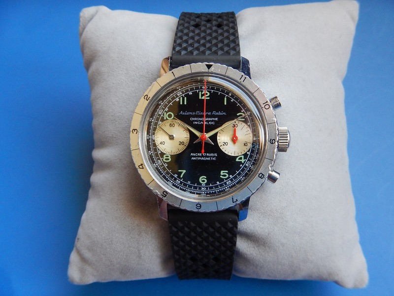 Rare Chrono Panda Type Xxi Avion Pierre Robin Valjoux 7733 AnnÃEs 60/70