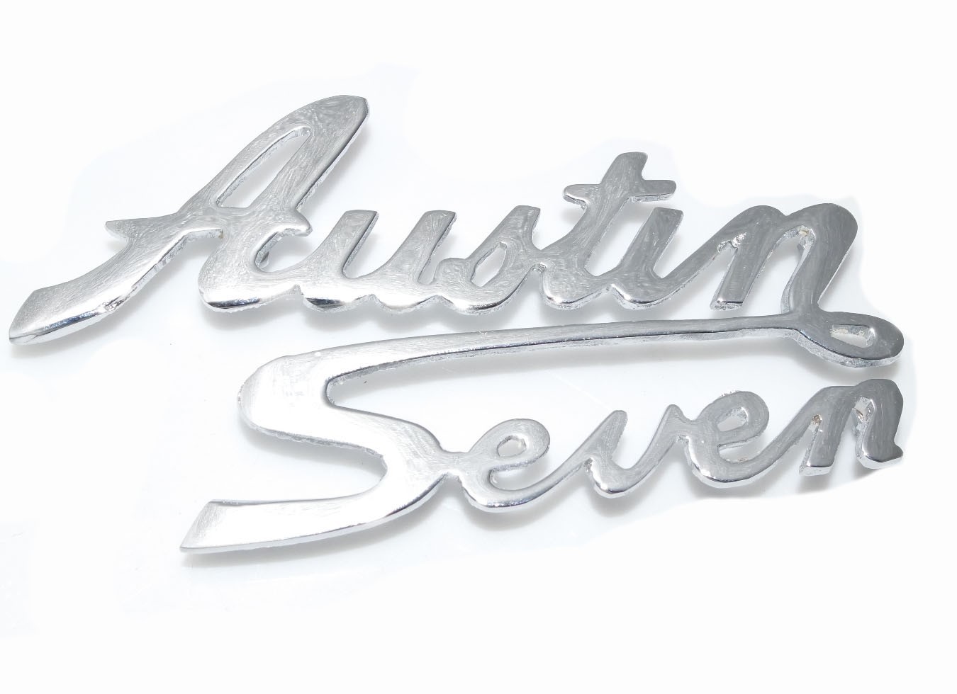 Reproduction Front Grill Austin Seven Logo Script Badge Metal Chrome Plated 