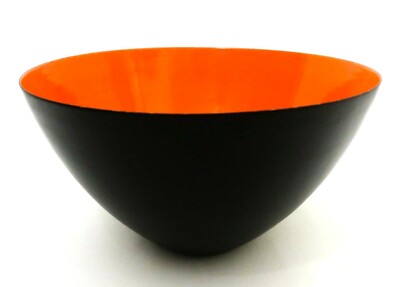 KRENIT Enamel Bowl Matt Black Red Herbert Krenchel Made in Denmark Mid-Century Vintage