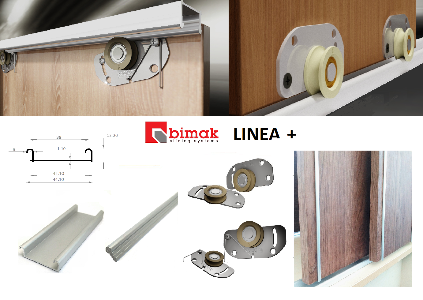 Linea Bimak Sliding Door Gear Wardrobe Track System Kit Up To