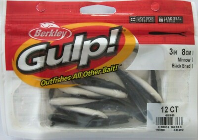 BERKLEY GULP!  3'' Minnow (12/Ct Pack) - Black Shad