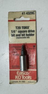 KD Tools 414320C T20 Torx 1/4'' Square Drive Bit/Bit Holder USA #1