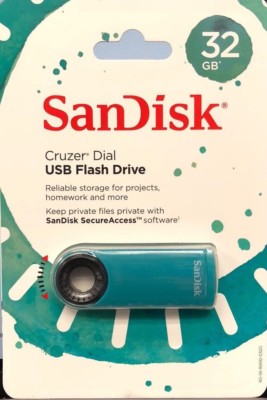 SanDisk Cruzer Dial 32GB Flash Drive Memory Stick Green Purple