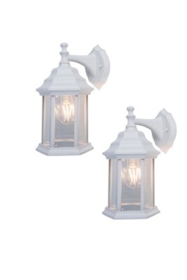Project Source Henfield 2-Pack 2-Light 11.81-inH Matte White Outdoor Wall Light