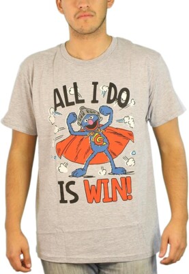 Sesame Street Grover All I do Is Win Men's T-Shirt AThletic Gray X-LARGE