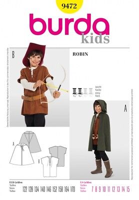 Burda Childrens Easy Sewing Pattern 9472 Robin Hood Cape & Tunic Costumes...