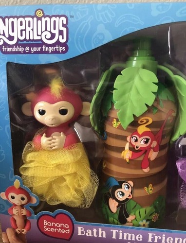 Fingerlings Bath Time Friends 2 Bath Squirters & Body Wash Banana Scented New