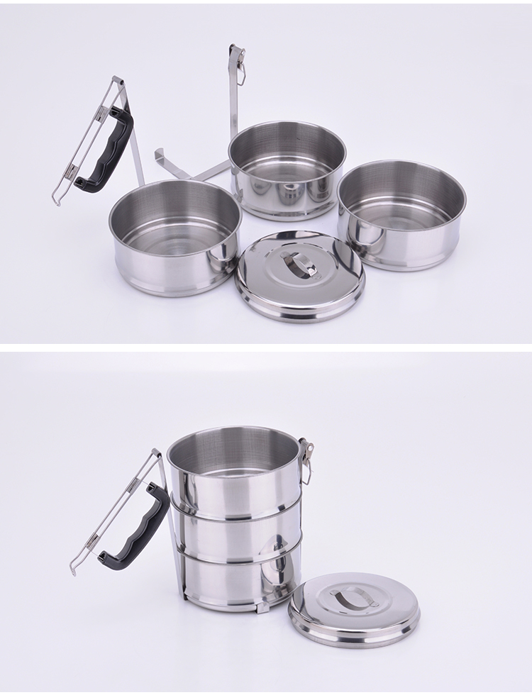 Portavivande Ermetico Contenitore Porta Pranzo 3 Scomparti Da 14cm Inox dfh